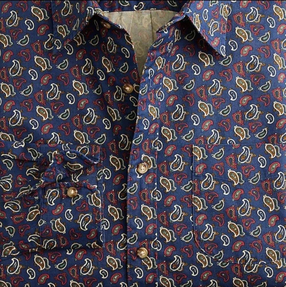 J.CREW Vintage twill shirt in Khalia Navy Blue Paisley Men's LG. BNWT SO $90
